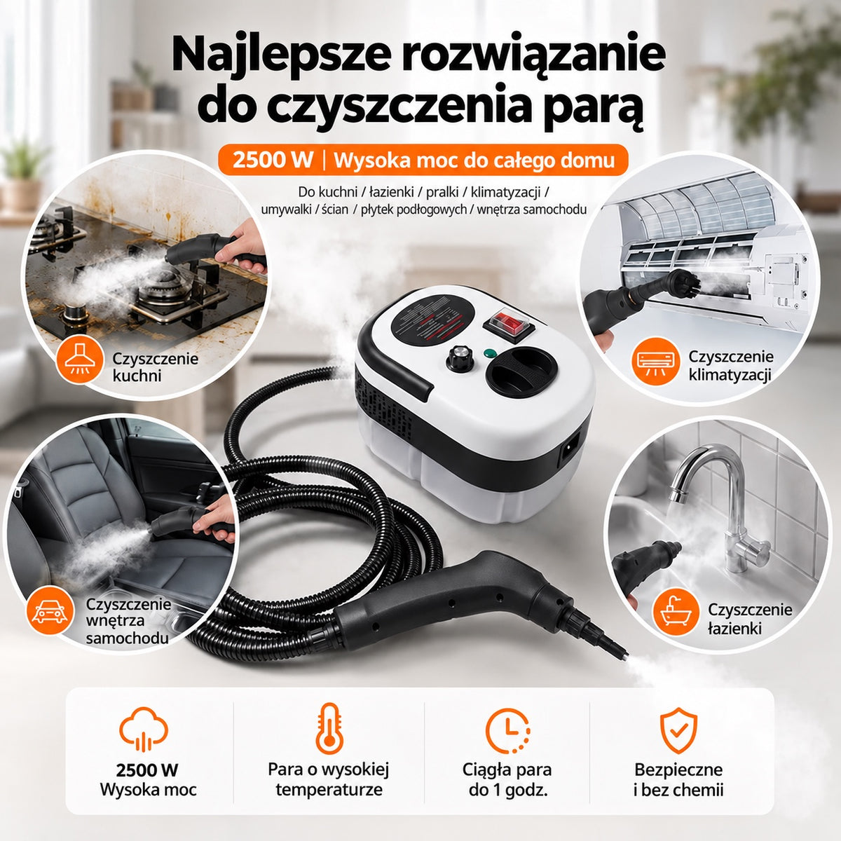Steamix zastosowania do czyszczenia parą